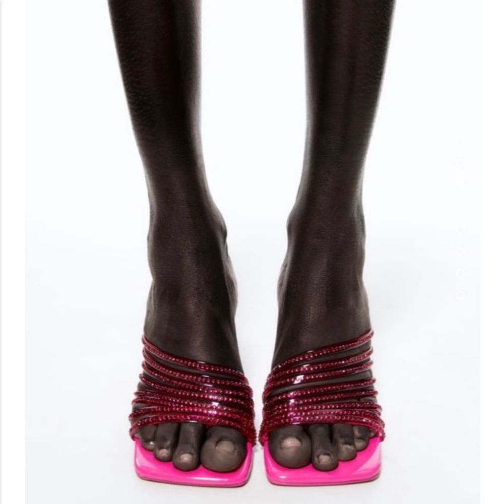 Zara rhinestone vinyl high heeled sandals